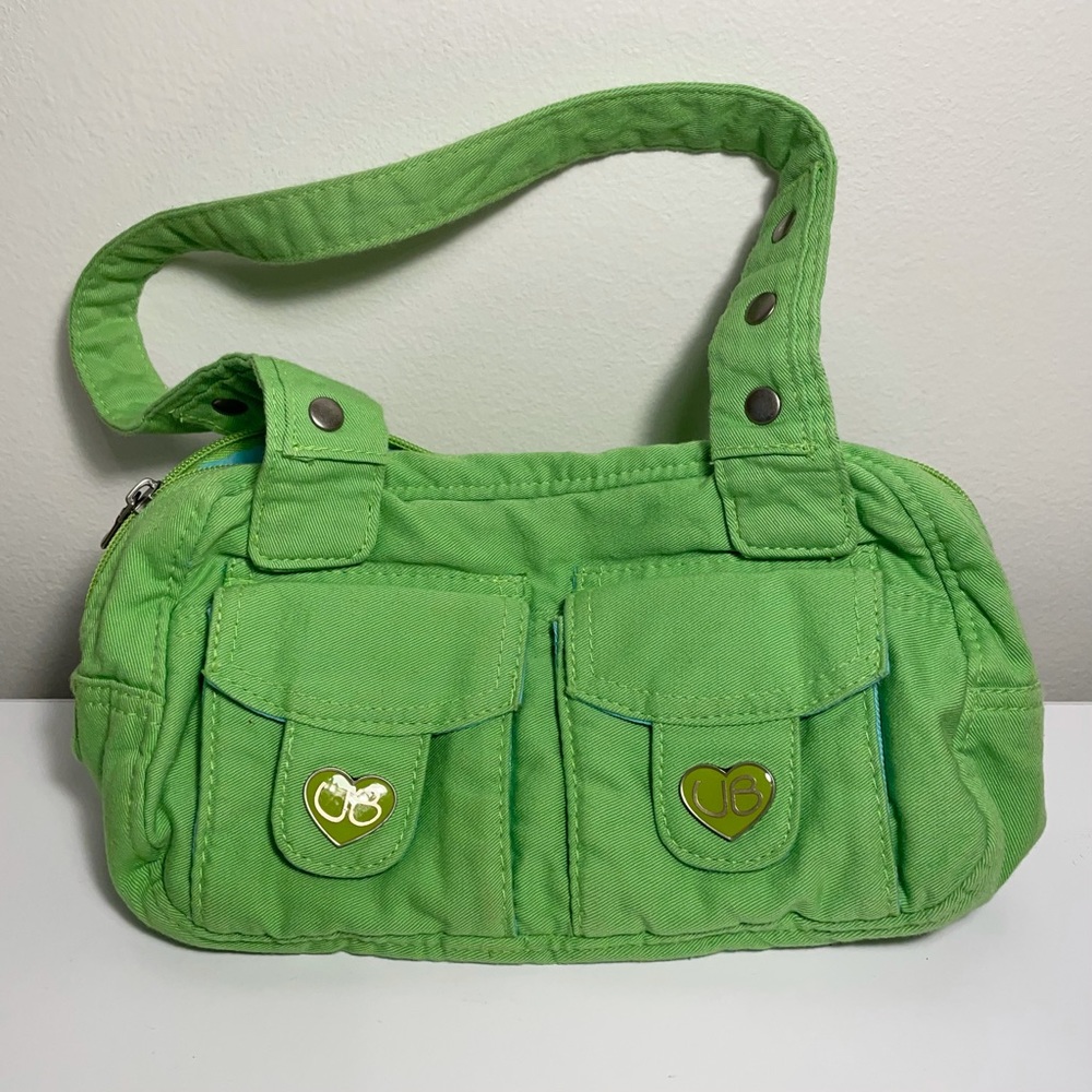UNIONBAY Unique Retro Green Bag w/ Pockets Hearts